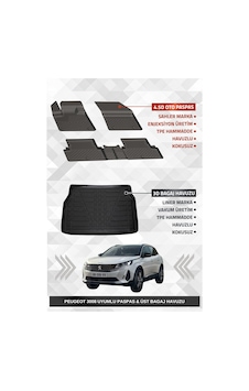 Sahler Peugeot 3008 2016-2024 Uyumlu 4.5d Premium Havuzlu Oto Paspas Ve Liner Marka 3d Üst Bagaj Havuzu Sahler Peugeot 3008 2016-2024 Uyumlu 4.5d Premium Havuzlu Oto Paspas Ve Liner Marka 3d Üst Bagaj Havuzu