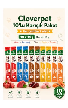 Cloverpet 10 Lu Karışık Kedi Krema Ödül Maması Cloverpet 10 Lu Karışık Kedi Krema Ödül Maması