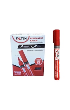 Fatih Doldurulabilir Kırmızı Renk Marker Koli Kalemi Kesik Uç 4.5mm 12'li Paket Çok Renkli