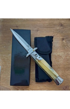 Knivox Akc Mandallı Kemik Kabze Auto Kamp Çakısı Kahverengi