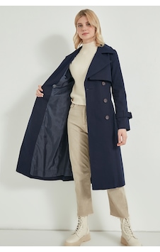 Pastelastore %100 Pamuk Gabardin Uzun 110cm Astarlı Kemerli Kadın Trençkot 1111 Lacivert Pastelastore %100 Pamuk Gabardin Uzun 110cm Astarlı Kemerli Kadın Trençkot 1111 Lacivert