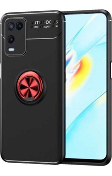 Oppo A54 4g Kılıf Zore Ravel Silikon Kapak Siyah-Kırmızı