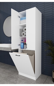 Modern Çamaşır Sepetli Çok Amaçlı Banyo Dolabı %100 Mdf Banyo Düzenleyici Dolap Bd06 Beyaz Modern Çamaşır Sepetli Çok Amaçlı Banyo Dolabı %100 Mdf Banyo Düzenleyici Dolap Bd06 Beyaz