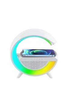 Rgb Led Işıklı Kablosuz Şarj Destekli Bluetooth Hoparlör Masa Lambası Wireless Charge Speaker Rgb Led Işıklı Kablosuz Şarj Destekli Bluetooth Hoparlör Masa Lambası Wireless Charge Speaker