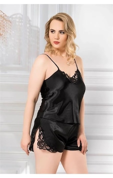 Veraura Lifestyle Kadın Şık Tasarım Yumuşak Dokulu Büyük Beden Dantel İşlemeli Siyah Saten Babydoll Şort Takımı Veraura Lifestyle Kadın Şık Tasarım Yumuşak Dokulu Büyük Beden Dantel İşlemeli Siyah Saten Babydoll Şort Takımı
