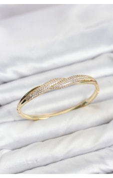 Gold Renk Zirkon Taşlı Sarmal Model Kadın Kelepçe Bileklik Çok Renkli Gold Renk Zirkon Taşlı Sarmal Model Kadın Kelepçe Bileklik Çok Renkli