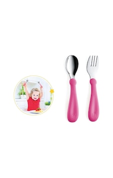Babyjem Paslanmaz Çelik Çatal Kaşık Seti 522 Pembe Babyjem Paslanmaz Çelik Çatal Kaşık Seti 522 Pembe