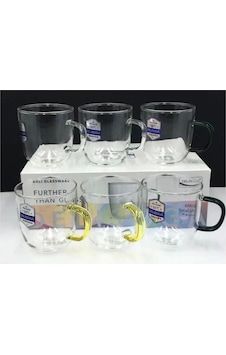 İpek Gpzb105 Renkli Kulplu Cam Kupa 450 Cc 6 Lı