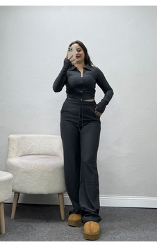 Belendir Kadın Modal Crop Ceketli Takım Füme Belendir Kadın Modal Crop Ceketli Takım Füme