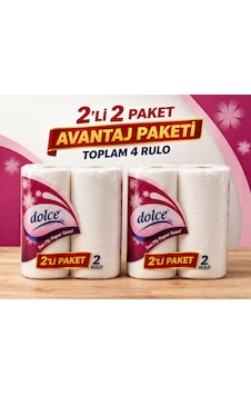 Dolce Çift Katlı Kağıt Havlu 2'li Rulo 2 Paket Yüksek Emicili Çok Amaçlı Kağıt Havlu Dolce Çift Katlı Kağıt Havlu 2'li Rulo 2 Paket Yüksek Emicili Çok Amaçlı Kağıt Havlu