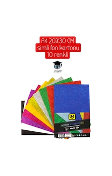 A4 20x30 Cm Simli Fon Kartonu 10 Renk A4 20x30 Cm Simli Fon Kartonu 10 Renk