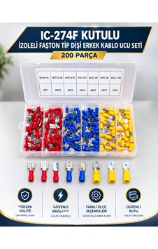 200 Parça Faston Tip Erkek Dişi Kablo Terminali Seti 200 Parça Faston Tip Erkek Dişi Kablo Terminali Seti