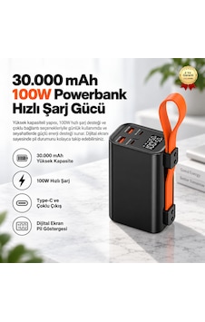 Powerbank 100w Hızlı Şarjlı 30.000 Mah Powerbank Çoklu Portlu Taşınabilir Şarj Cihazı-1756 Siyah Powerbank 100w Hızlı Şarjlı 30.000 Mah Powerbank Çoklu Portlu Taşınabilir Şarj Cihazı-1756 Siyah