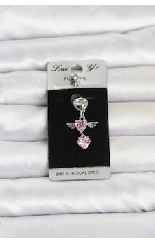 Mey İthalat 316l Cerrahi Çelik Pembe Zirkon Taşlı Kanat Model Göbek Piercing Çok Renkli Mey İthalat 316l Cerrahi Çelik Pembe Zirkon Taşlı Kanat Model Göbek Piercing Çok Renkli