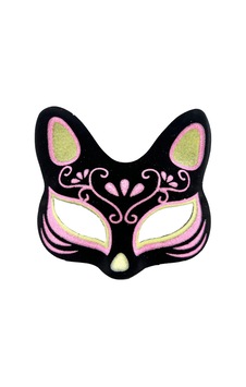 Siyah Renk Süet Kaplama Üzeri Sarı Pembe Simli Kedi Maskesi 17x14 Cm Bx40 Diğer Siyah Renk Süet Kaplama Üzeri Sarı Pembe Simli Kedi Maskesi 17x14 Cm Bx40 Diğer