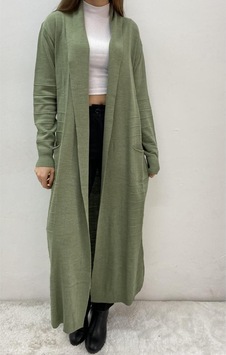 Onno Style Woman Spor Triko Uzun Hırka Haki Onno Style Woman Spor Triko Uzun Hırka Haki