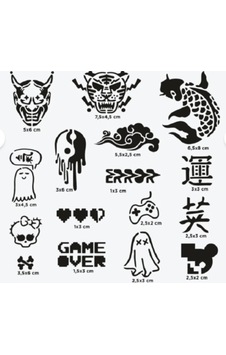 One Spray Tattoo City Pack - Tokyo Stencil Set 7 Designs Diğer One Spray Tattoo City Pack - Tokyo Stencil Set 7 Designs Diğer