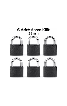 6 Adet 38 Mm Siyah Demir Asma Kilit Seti Anahtarlı 6 Adet 38 Mm Siyah Demir Asma Kilit Seti Anahtarlı