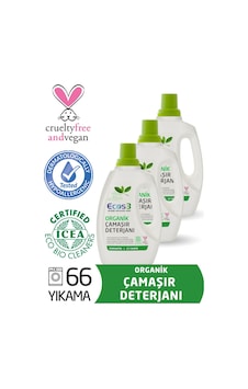 Ecos3 Organik Sıvı Çamaşır Deterjanı 3’Lü Set 66 Yıkama Ecos3 Organik Sıvı Çamaşır Deterjanı 3’Lü Set 66 Yıkama