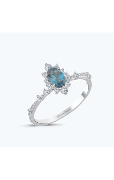 Altınbaş Pırlanta Topaz Oval Yüzük Pnf004lbt-14k