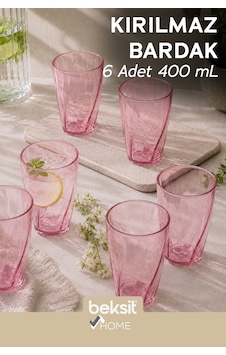 Home Glassy Kırılmaz Polikarbon 6'lı Bardak Pembe 400 Ml Pembe Pembe Home Glassy Kırılmaz Polikarbon 6'lı Bardak Pembe 400 Ml Pembe Pembe