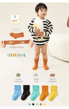 Color Socks 5'li Extra Yumuşak Yenidoğan Kıvrık Çorap Yüksek Kalite Karışık