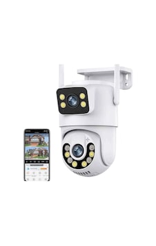Çift Lens Wifi Ptz Kamera Otomatik Takip, Aı İnsan Algılama, Dijital Zoom,dış Mekan,360 Pan/tilt Beyaz