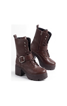 V.s.h Velvet Hayka Yüksek Tabanlı 8 Cm Tokalı Bağcıklı Kadın Kahverengi Bot-2559 V.s.h Velvet Hayka Yüksek Tabanlı 8 Cm Tokalı Bağcıklı Kadın Kahverengi Bot-2559