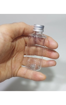 50 Adet Boş Şişe Tıpalı Gümüş Kapaklı Kolonya Şişesi Doldurulabilir Cep Plastik Parfüm Şişesi 50 Ml