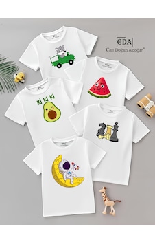 Cda Karışık Çeşit 5li Çocuk Tshirt Beyaz