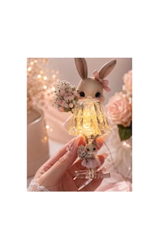 Tavşan Figürlü Kartlı Dekoratif Led Gece Lambası Kristal Abajur Tasarımlı Sevimli Bunny Masa Lambası, Çocuk Odası Ve Hediye Dekoru-hediyelik Ürün Şeffaf