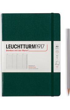 Leuchtturm1917 Adres Defteri, Sert Kapak, 100 Gr. Kağıt, Orman Yeşili Kapak, A5 Leuchtturm1917 Adres Defteri, Sert Kapak, 100 Gr. Kağıt, Orman Yeşili Kapak, A5