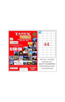 Tanex Tw-2044 48.5Mmx25.4Mm Etiket 100 Tabaka Tanex Tw-2044 48.5Mmx25.4Mm Etiket 100 Tabaka