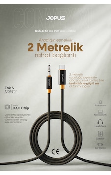 Jopus İphone Android Uyumlu - Type-c To 3.5mm Aux Ses Kablosu - Tak Çalıştır Aux Örgülü - 2 Metre Ja-12 Jopus İphone Android Uyumlu - Type-c To 3.5mm Aux Ses Kablosu - Tak Çalıştır Aux Örgülü - 2 Metre Ja-12