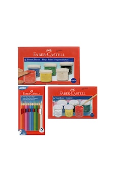 Faber-castell Parmak Boya + Guaj Boya + Jumbo Üçgen Boya Kalemi Faber-castell Parmak Boya + Guaj Boya + Jumbo Üçgen Boya Kalemi