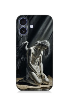 Apple Uyumlu iPhone 16 Plus Gölgede Diz Çöken Melek Desenli Silikon Kılıf Çok Renkli Apple Uyumlu iPhone 16 Plus Gölgede Diz Çöken Melek Desenli Silikon Kılıf Çok Renkli
