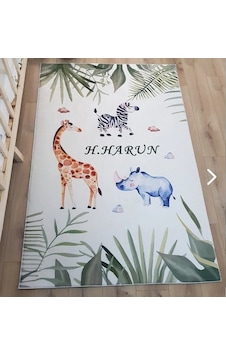 Safari Model Dijital Baskı Çocuk Oda Halısı Çok Renkli