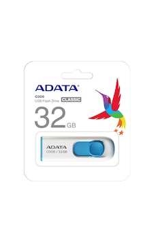 Adata C008-32gb 32gb Usb2.0 Classic White + Blue Flash Bellek Adata C008-32gb 32gb Usb2.0 Classic White + Blue Flash Bellek