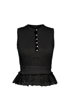 Qoolest Kadın Düğmeli Damla Dekolteli Beli Lastikli Fisto Detaylı Kolsuz Triko Bluz Siyah Qoolest Kadın Düğmeli Damla Dekolteli Beli Lastikli Fisto Detaylı Kolsuz Triko Bluz Siyah