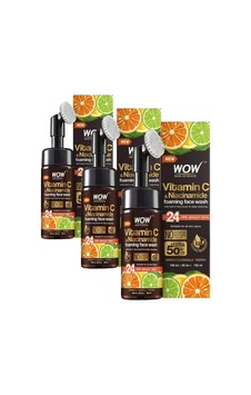 Wow Skin C Vitamini Yüz Yıkama Köpüğü Fırçalı Yüzde Doksan Sekiz Doğal İçerik Aydınlatıcı, Derin Temizlik, 150ml 3 Paketi