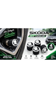 Skoda Sibop Kapağı , Skoda Araç Lastik Sibop Kapağı , Skoda Araç Tekerlek Sibop Kapağı - 4 Adet Skoda Sibop Kapağı , Skoda Araç Lastik Sibop Kapağı , Skoda Araç Tekerlek Sibop Kapağı - 4 Adet