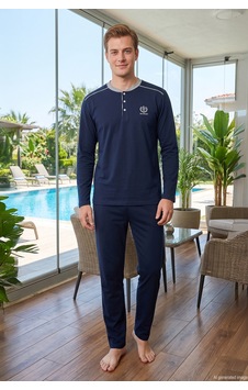 Remsa Erkek Uzun Kol Penye Pijama Takımı 3070 Lacivert01 Remsa Erkek Uzun Kol Penye Pijama Takımı 3070 Lacivert01