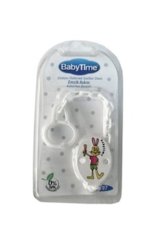 Babytime Emzik Askısı Pembe Tavşan Görselli Babytime Emzik Askısı Pembe Tavşan Görselli
