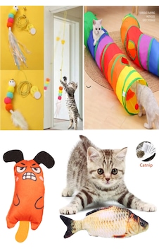 Kedi Tüneli + Elastik Olta + Peluş Balık + Sazan Peluş Fare Oyun Seti 4'lü Kedi Tüneli + Elastik Olta + Peluş Balık + Sazan Peluş Fare Oyun Seti 4'lü