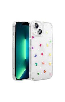 Apple Uyumlu iPad iPhone 13 Kılıf Şeffaf Figürlü Zore Folk Sert Kapak Kalp Apple Uyumlu iPad iPhone 13 Kılıf Şeffaf Figürlü Zore Folk Sert Kapak Kalp