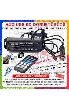 Oto Teyp Dönüştürücü Çevirici Bluetooth Aux-Sd Kart-Usb-Mikrofon N11.310