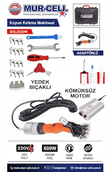 2020w 600 Watt Adaptörlü Kömürsüz Koyun Kırpma Makinesi Yedek Bıçaklı 2020w 600 Watt Adaptörlü Kömürsüz Koyun Kırpma Makinesi Yedek Bıçaklı