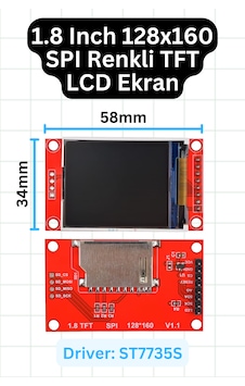 St7735s 1.8 Inch Tft Lcd Ekran 128x160 Spı Arayüzlü Renkli Display Modülü