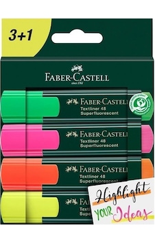 Faber-Castell Fosforlu Kalem Textliner 48 3 + 1 Çok Renkli Faber-Castell Fosforlu Kalem Textliner 48 3 + 1 Çok Renkli