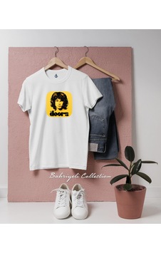 Oversize Jim Morrison The Doors Musician Singer Tasarımlı Unisex T-shirt Beyaz